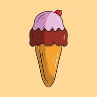 delicious ice cream cone, Suitable for design element of ice cream logo, food and dessert menu, Ice cream cartoon illustration vector