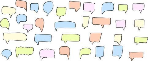 Speech bubbles of different colors drawn by hands vector