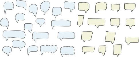 Set of uneven speech bubbles drawn by hand vector