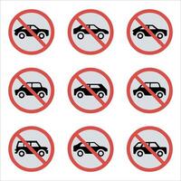 prohibition car symbol set vector