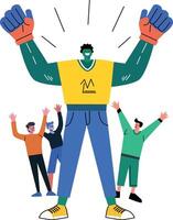 A character celebrating his accomplishment illustration in flat style vector