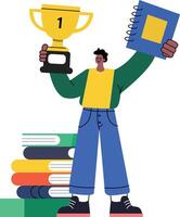 Student award flat character illustration vector