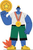 Flat illustration of a winner medal, symbolizing victory, achievement, and first place vector