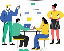 Team collaboration illustration in flat style vector