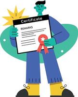 A flat illustration of a person holding a diploma vector