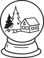 A sketchy icon of a snow globe vector