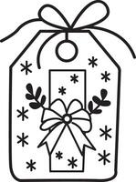 Christmas tag icon in sketchy style vector