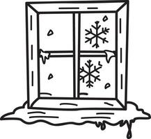 A sketchy icon of a winter window vector