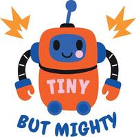 A flat sticker of a tiny robot vector