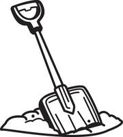 A hand drawn icon of snow shovel vector