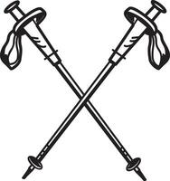 Ski poles icon in hand drawn style vector