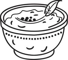 Cranberry sauce in a bowl icon in doodle style vector
