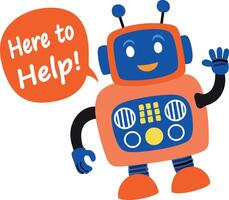 A flat sticker of robot assistant vector