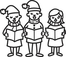 A doodle icon of children singing christmas carolers vector