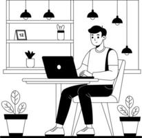 Work from home illustration in hand drawn style vector
