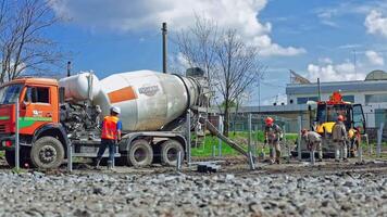 Installing metallic construction. Technician installing foundation of solar panel video