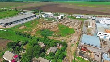 Aerial view of construction site. Preparation of the site for the construction video