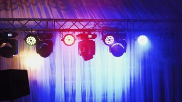 Stage lights with smoke on concert. Beautiful background with concert lighting on stage video