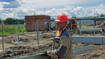 Workers installing steel frame. Construction workers collaborating in the installation of steel frame video