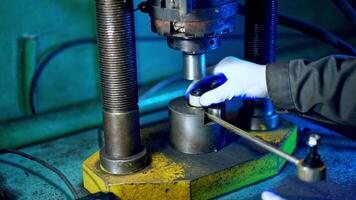Machine tool in metal factory. Industrial machine in the factory at metalworks video
