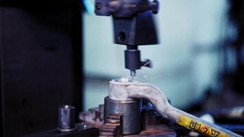 Factory Industrial Machine. Machine tool in metal factory with drilling video