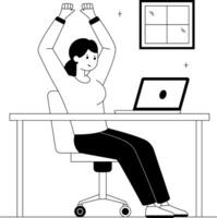 A character doing work remotely, hand drawn illustration vector