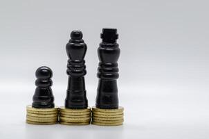 Status of equality represented by pawns on golden coins with customizable space for text photo