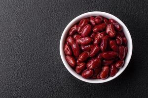 Delicious nutritious canned red beans, with salt and spices photo
