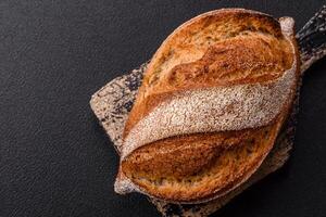 Homemade fresh crispy wholemeal bread photo