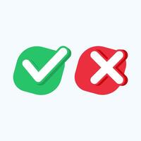 Creative Green tick check mark and cross mark symbols icon element, Simple ok yes no graphic design, right checkmark symbol accepted and rejected vector