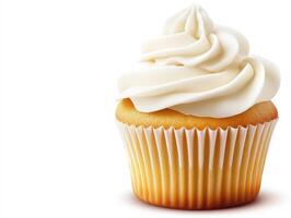 Delicious cupcake topped with creamy frosting ready for dessert photo