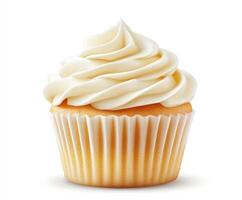 Delicious vanilla cupcake with creamy frosting and classic design photo