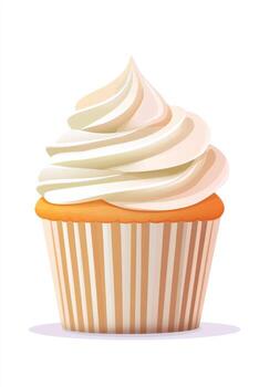 Delicious cupcake with cream frosting on a simple background photo