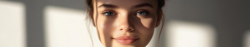 Captivating portrait of a young woman with natural light photo