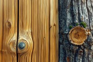 Detailed textures of wood grain and bark showcase nature's beauty photo