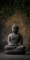 Serene Buddha statue meditating in tranquil setting photo