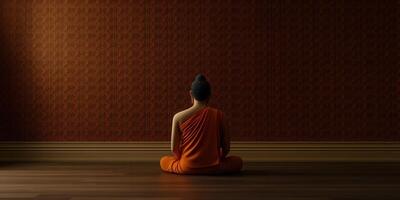 Calm meditation of a monk in a serene setting photo