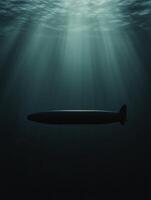 Submarine gliding silently through deep ocean waters photo