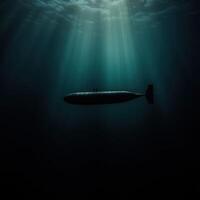 Submarine exploring deep ocean depths in tranquil waters photo