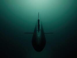 Submarine navigating through deep ocean waters photo