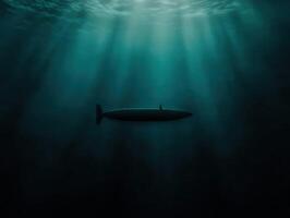 Exploring the depths with a submarine in deep ocean waters photo