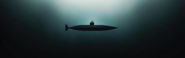 Submarine gliding silently through deep ocean waters photo