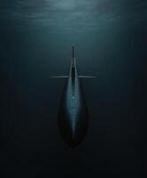 Submarine navigating through deep ocean waters silently photo