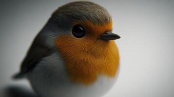 Close-up view of a robin in soft light ambience photo