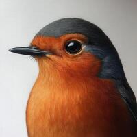 Beautiful robin perched quietly with vibrant colors photo