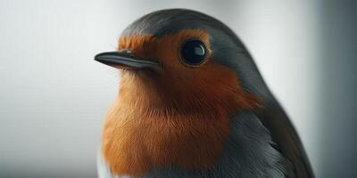 Close-up of a robin highlighting its vibrant features photo