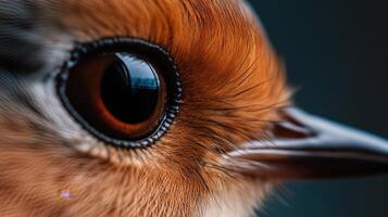 Close-up view of a robin's eye showcasing vibrant details photo