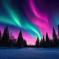 Mesmerizing aurora borealis lights up winter night skies photo