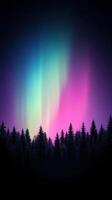Majestic aurora borealis illuminates a forest at night photo