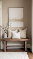 Cozy entryway with natural decor and neutral color palette photo